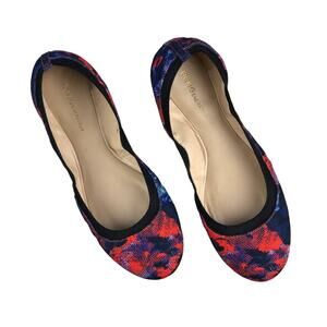 BCBGeneration Red Blue Black Abstract Moneli Ballet Flat Slip On Round Toe Shoes